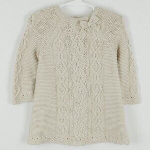 Cupcakes and Cashmere Girls Size 18 Month Tan Cabled Crewneck Sweater Dress